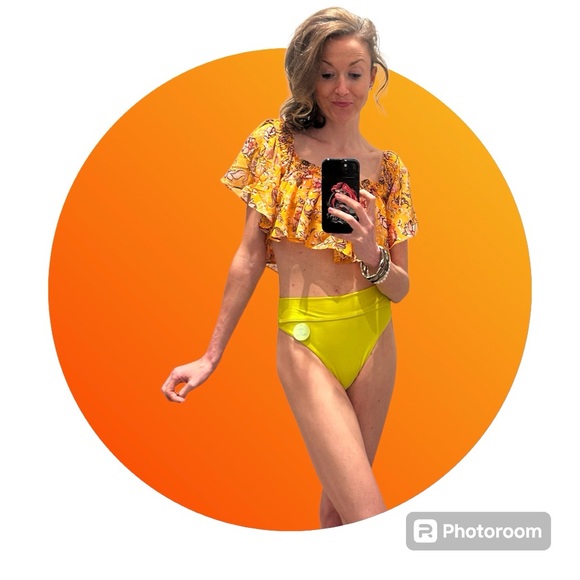 Orange Beach Coverup Crop Top Ruffle Small Off the Shoulder NWT - Picture 3 of 4